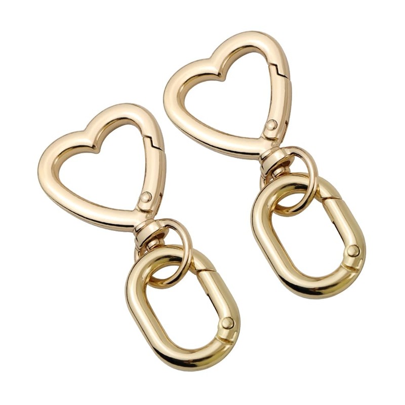 [FUSSED] 2pcs Heart Swivel Spring Clasp Carabiner Buckle Metal Spring