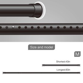 Vailge Room Divider Tension Curtain Rod, Shower / Windows Curtain Rods, 43-83 Inch,No Drilling,Adjustable Bathroom Stall Tension Pole-Black