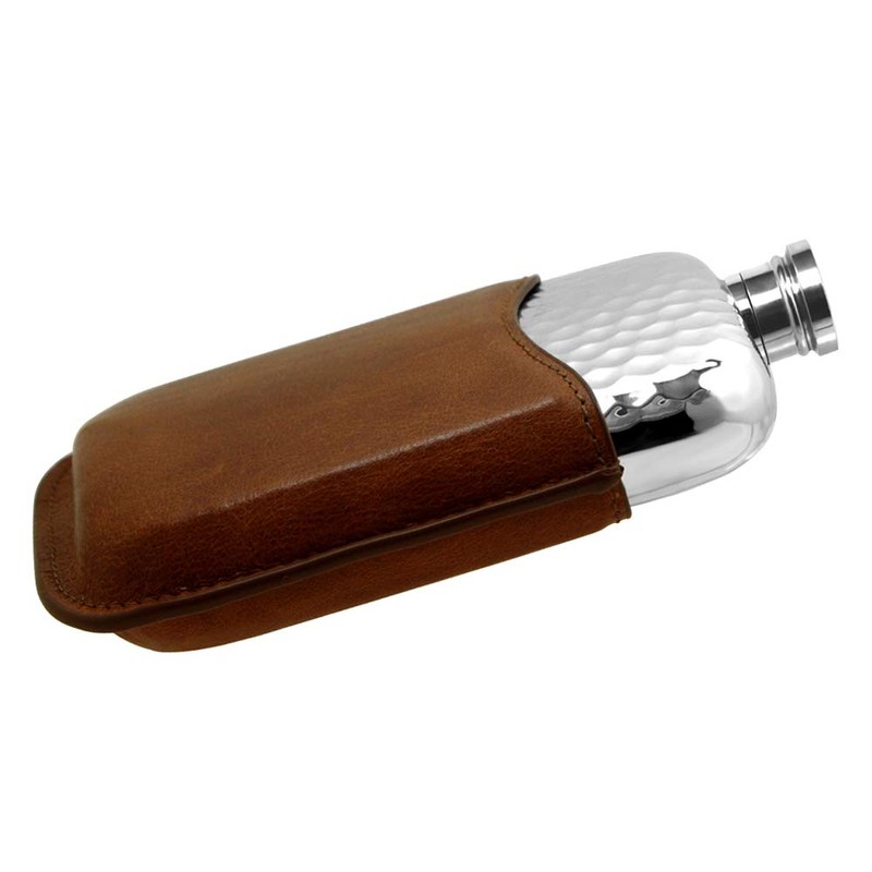 English Pewter Company 6oz Hammered Pewter Liquor Hip Flask with