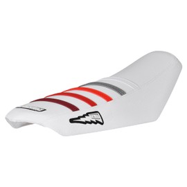 Enjoy Mfg Seat Cover - Compatible Fit for Talaria Sting E-Bike Electric Motorcycle - special ribbed - #362 (BOLT) (All White w/Silver, Bright Red, Red, Maroon rib)