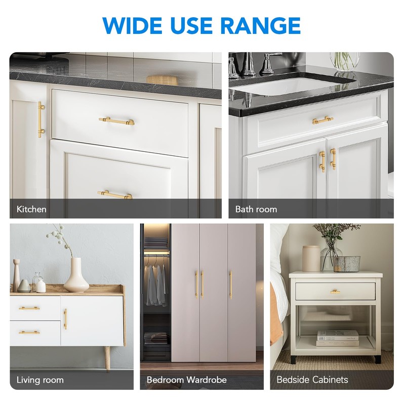 HOME EDIT 5 Pack 8-3/4 inch Gold Cabinet Handles Square
