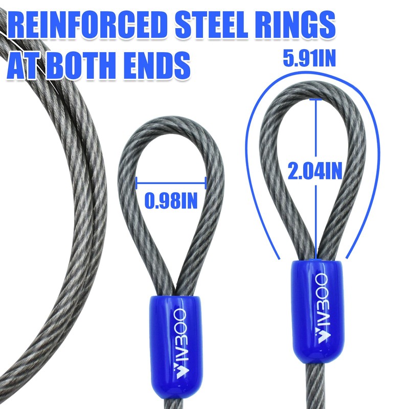 VIVBOO 1/4in Security Cable with Loops Cut-Resistant and Waterproof