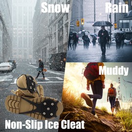 Non Slip Ice Snow Traction Cleats,Ice Gripper Spike with 5 Steel Studs Crampons,Durable Snow Grips for Snow Shoes,Boot Rubber,S