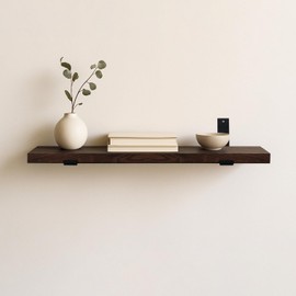 CONSDAN Floating Shelf for Wall Mounted Book Shelf Hanging Shelves Floating Bookshelf for Bedroom, Bathroom, Living Room, Kitchen USA Grown Solid Hardwood, Dark Oak 60x7.5x1.5 in