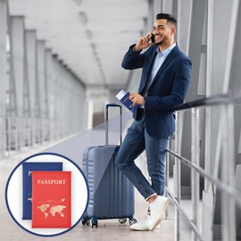 ZOPJUMA Pack of 2 Passport Holder, Passport Holder, Faux Leather Passport Holder Passport Protective Cover for Credit Cards, ID and Travel Documents (B)