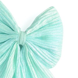 Accessorize Kingdom Silk Hair Bows, Large Vintage Ribbon Clips for Women and Girls, 6 Pack (Sea Green)