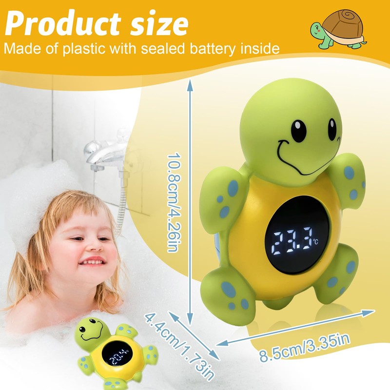 iewrtcin Baby Bath Thermometer, Cartoon Tortoise Shape LED Newborn Water