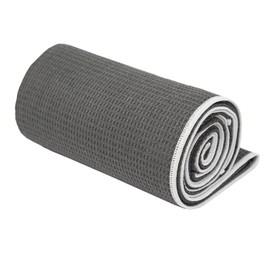 Shandali Stickyfiber Hot Yoga Towel - Silicone Backed Yoga Mat-Sized, Absorbent, Non-Slip, 24" x 72" Bikram, Gym, and Pilates - (Gray, Standard)