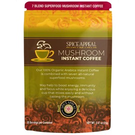 Spice Appeal Mushroom Instant Coffee blended with 7 superfood herbals & mushrooms, 35 Servings, 4.25 oz