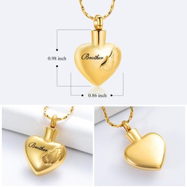 Imrsanl Cremation Jewelry for Ashes Pendant Wings Heart Urn Necklace for Women/Men Stainless Steel Memorial Urn Locket Keepsake Ashes Jewelry (Brother)