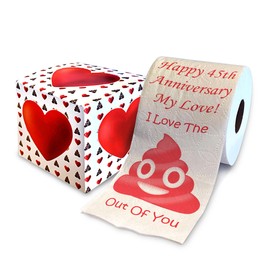 Printed TP Happy 45th Anniversary My Love Toilet Paper Gift - Funny Gift for Husband, Wife, Boyfriend, Girlfriend, Cute Couples Joke Prank for Wedding Anniversary - 500 Sheets