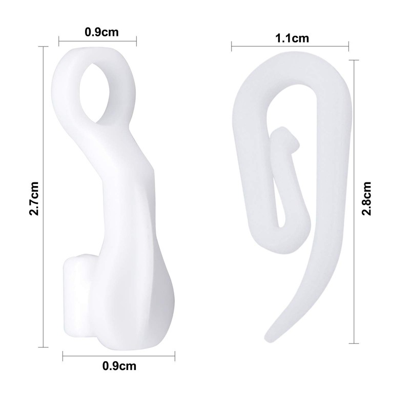 NiceLand 100pcs White Plastic Curtain Hooks for Door/Window Curtains