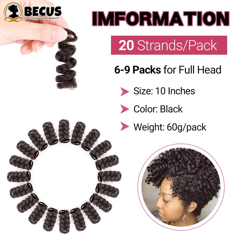 BECUS 3Packs 10inch Curl Short Curly Crochet Braids Hair Extension