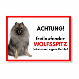 Wolfsspitz Freilaufender Hund Dog Sign Saying Door Sign Dog Sign Warning Sign Gift Idea Safety Sign Dog Private Property Dog Warning Warning Against the Dog