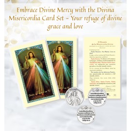 Spanish Divina Misericordia Card-Divine Mercy Cards Bulk Set of Laminated Catholic Cardstock, Jesus De La Misericordia, Divine Mercy Token - Tarjetas De La Divina Misericordia En Español - 6 Items