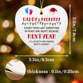Christmas Pregnancy Announcement Gifts, Pregnancy Announcements Gifts Expecting Parents, New Baby Birth Christmas Ornaments, Best Pregnancy Gifts for Wife Mom Dad Women