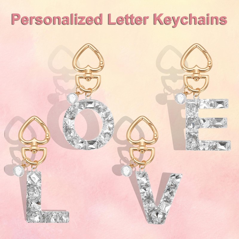 [PATIKIL] Alphabet Initial Letter Key Chain Cute Heart Criss Keychain