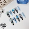 TRENTSNOOK 10 Pcs Handmade Mine Nail Tips Reusable Blue and