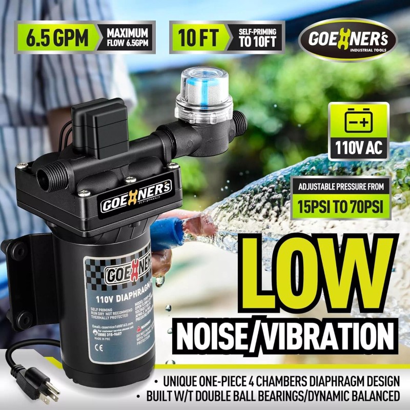 GOEHNER'S 110V AC Fresh Water Pump 6GPM 70 PSI Self-Priming