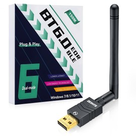 ZEXMTE - Adaptador USB Bluetooth 5.4 para PC, conexión de largo alcance con antena de alta ganancia, receptor Bluetooth inalámbrico de 492 pies/150 m, Plug & Play para Windows 11/10/8.1/7