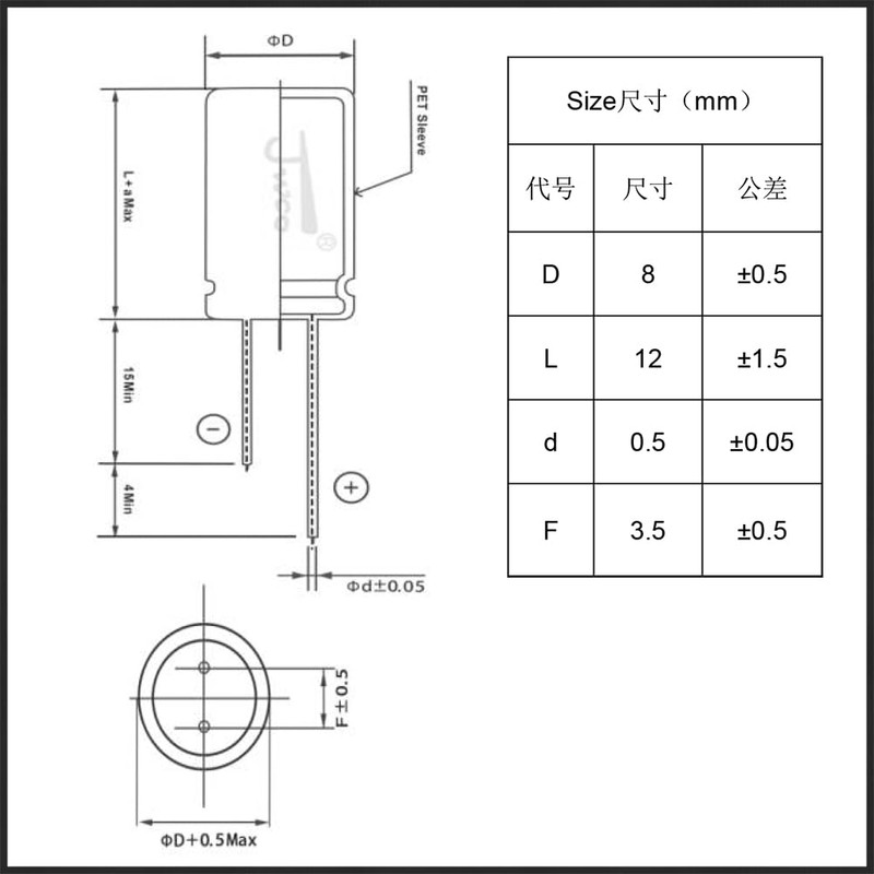 Kaito Denshi(海渡電子) アルミ電解コンデンサ 220μF 25V 8×12mm 105℃ LFシリーズ 高周波 低抵抗
