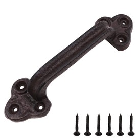 ZONADAH 22.3cm Cast Iron Door Handle Heavy Duty Vintage Classic C-Style Barn Door Wooden Door Pull Handle Passage Home Hallway Closet Garden Gate Shed Cabinet Door Grab Handle Indoor or Outdoor