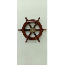 Nautica 装飾用 ブラウン仕上げ 木製船の車輪 海賊ボートホイール 15インチ 素朴 ビンテージ ホームデコレーション ギフト