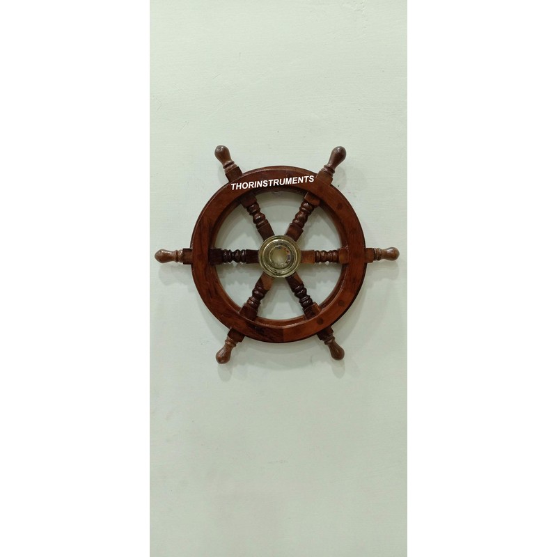 Nautica 装飾用 ブラウン仕上げ 木製船の車輪 海賊ボートホイール 15インチ 素朴 ビンテージ ホームデコレーション ギフト