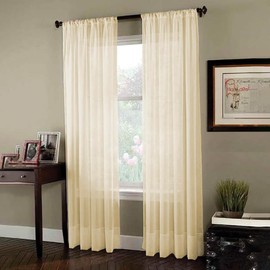 JENIN HOME Cortina Tergal Beige Translucida 1 Hoja 140 x 210 cm, Cortina Transparente, Cortinas para recámara o Sala, Cortina Acogedora, Permite la luz, Cortina Decorativa. (Beige Tergal)