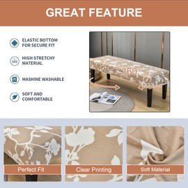 Eco-Ancheng Chair Cover Dining Bench Cover Removable Bench Slipcover Dining Chair Covers Stretch Bench Seat Furniture Protector Dining Chair Slipcovers for Living Room and Kitchen