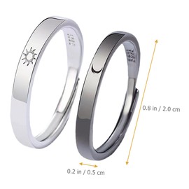 SAFIGLE 1 Pair Adjustable Sun and Moon Rings Matching His and Her Jewelry Symbolic Love for All Occasions Design Comfortable Fit for Couples