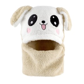 MK MATT KEELY Children's Winter Hat Boys Girls 2 in 1 Warm Cartoon Rabbit Panda Scarf Ear Flap Ski Hat Set, Rabbit Beige