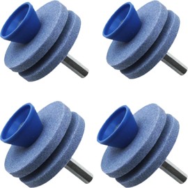 4Pcs, Blue,Lawnmower Dull Blade Sharpener, Upgrade Double Layer Lawn Mower Blade Sharpener Tool, Universal Wear Resistant Lawn Mower Blade Sharpening Kit Garden Tool Sharpener