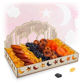Lunarae Wooden Fruit Bowl 30 x 20 cm I Ramadan Decoration 2025 I Wooden Tray with Mosque Silhouette I Ramadan Decoration for Table Decoration I Eid Mubarak Decoration Ramadan Tray and Ramadan Plate