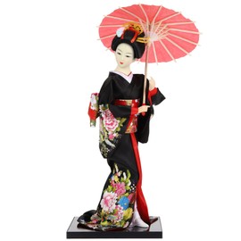 FOMIYES Japanese Geisha Kimono Doll with an Umbrella Asian Female Kimono Doll Collectible Figurine Japanese Style Home Table Decoration Tourist Gift