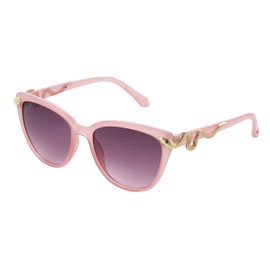 Betsey Johnson Women's Serpentine Cat Eye Sunglasses, Milky Pink with Gold Snakes, 56mm