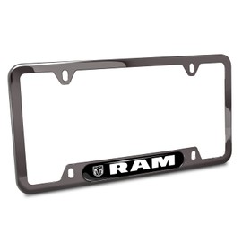 iPick Image Made for RAM Black Insert Gunmetal Chrome Stainless Steel License Plate Frame