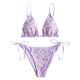 ZAFUL - Bikini triangular para mujer, traje de baño de dos piezas, Púrpura, L