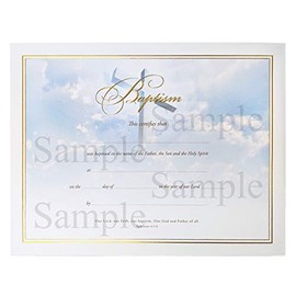 Premium Customized Baptism Certificate with Gold or Silver Foil Embossment (8 1/2 x 11) - U2786 Baptism Gold