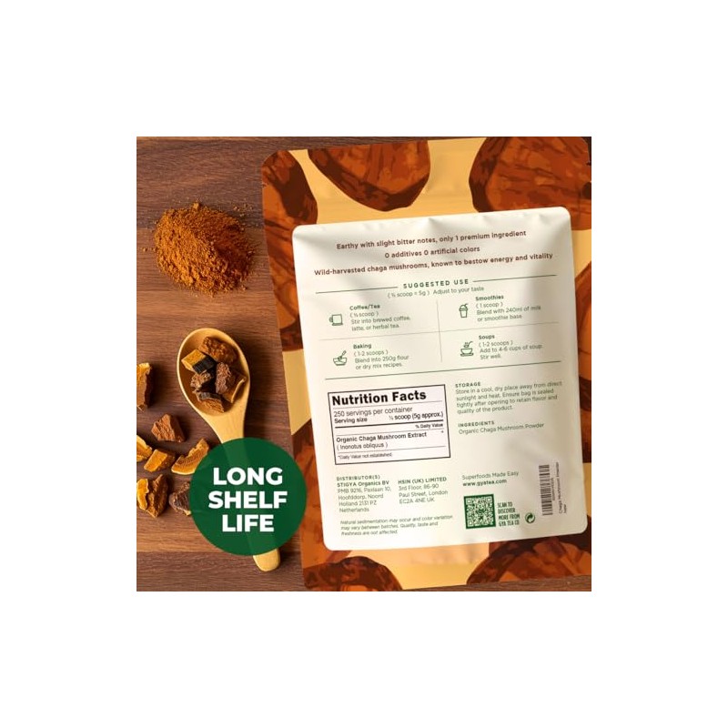 Gya Tea Co Chaga - Polvo de hongos 1 libra