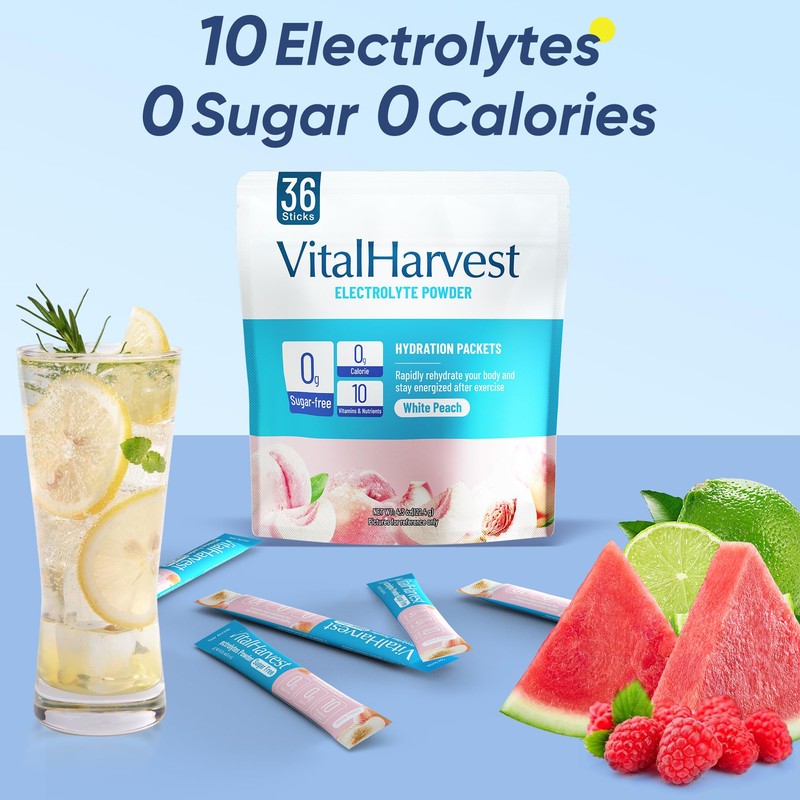 36 Sticks Electrolytes Powder Packets Sugar Free Hydration Packets Electrolyte