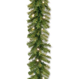 National Tree Company Pre-Lit Artificial Christmas Garland, Green, Norwood Fir, White Lights, Battery Operated, Christmas Collection, 9 Feet