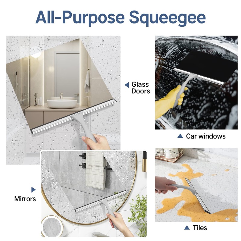 AmazerBath Squeegee for Shower Glass Doors - All-Purpose Squeegee with