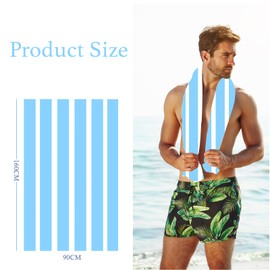 160x90cm Light Blue Stripe Beach Towels in a Bag Large Microfibre Thin Beach Towel for Adults,Quick Dry Sand Free Light Bath Towel Pool Towel for Mens Women,Bathroom,Holiday,Yoga,Gym Sports,Swimming