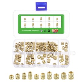 uxcell 100Pcs M4 M5 M6 Knurled Insert Nuts, Brass Knurled Threaded Embedment Nuts 3D Printing Brass Nuts for 3D Printing Parts Laptop Automotive Plastic Shell