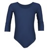 Aquarti Girls' 3/4 Sleeve Ballet Leotard, darkblue