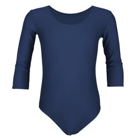Aquarti Girls' 3/4 Sleeve Ballet Leotard, darkblue