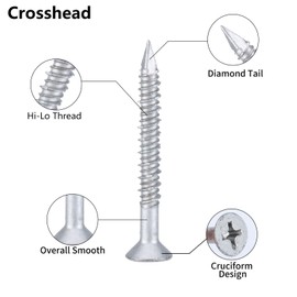 Bobibbi 3/16 x 1-3/4" 410 Stainless Steel Flat Head Tapcon Concrete Screw Anchor, for Anchoring to Masonry, Block or Brick (100Pcs/box)