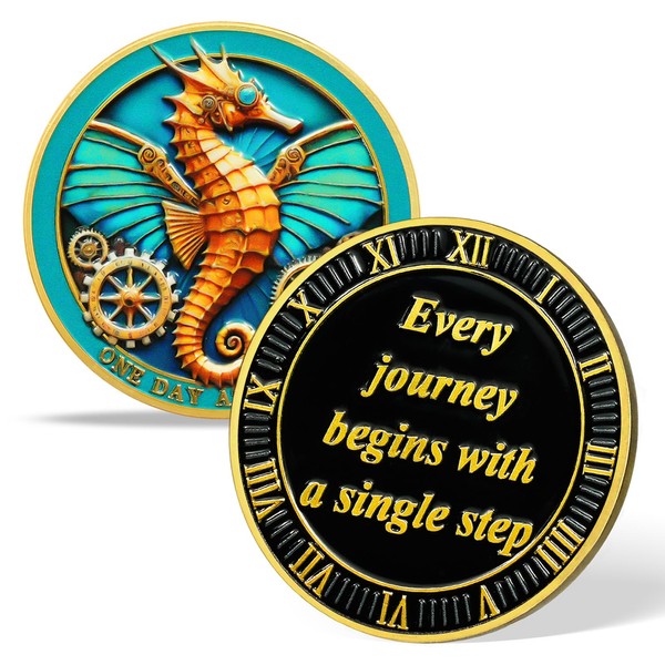 Inspirational Challenge Coin One Day at a Time Motivational Design