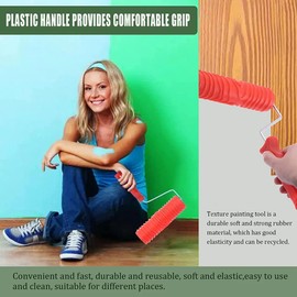 MAKIVI 4-teiliges Holzmaserungs-Malwerkzeug-Set, M21 MS16 Holzmaserung, Texturmusterwalze mit Griff für Heimwerker, Bodenmöbel, Zuhause